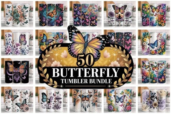 Download 50 Butterfly Tumbler Wrap Bundle PNG Sub - Premium Resources