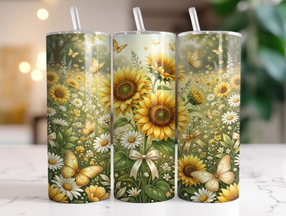 Download Wildflower Sunflower Butterfly Tumbler - Premium Resources